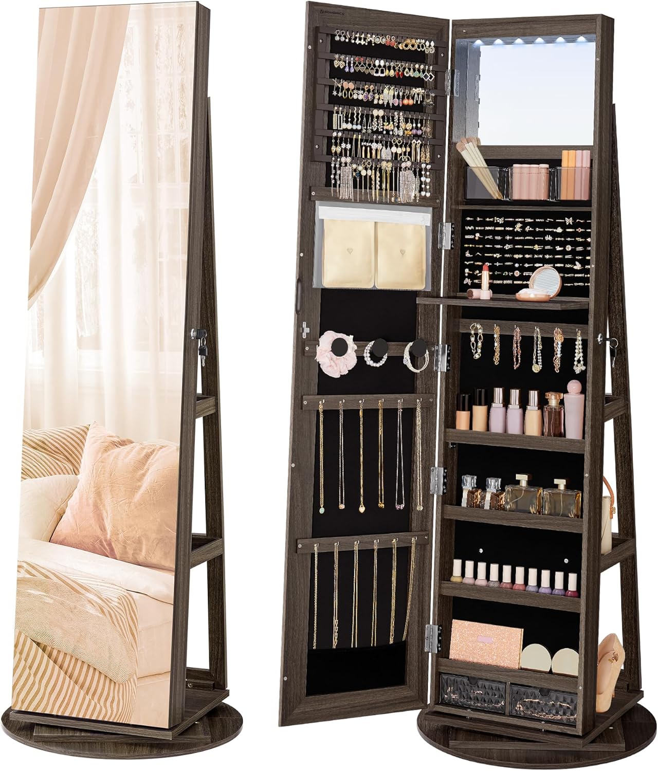 Περιστρεφόμενη βιτρίνα κοσμημάτων με καθρέφτη
