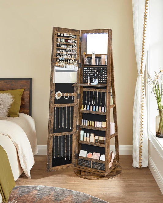 Armoire à bijoux pivotante avec miroir