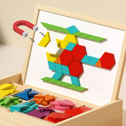 MagikBlocs® - Puzzle Magnétique en Bois (180 Pièces Géométriques)