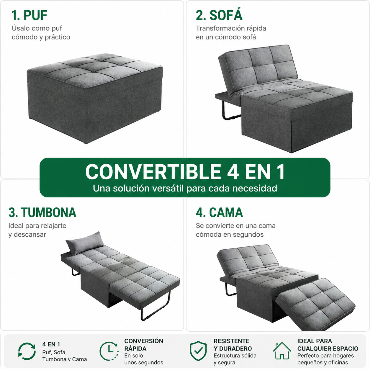 Sofá cama 4 en 1