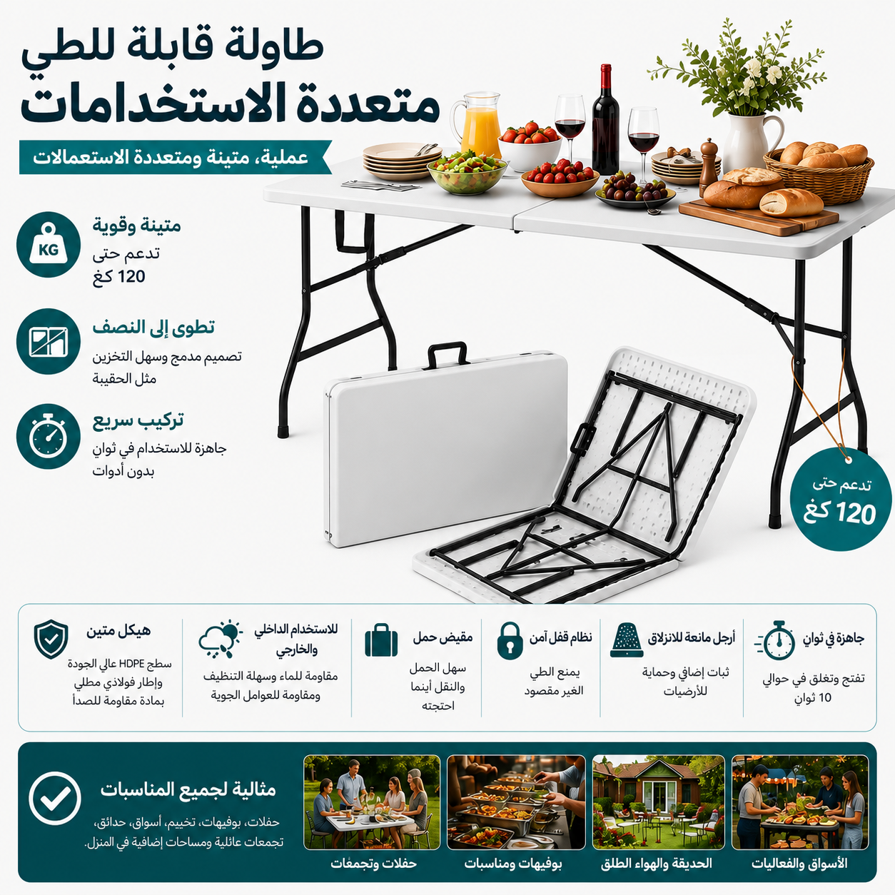 طاولة متعددة الاستخدامات قابلة للطي