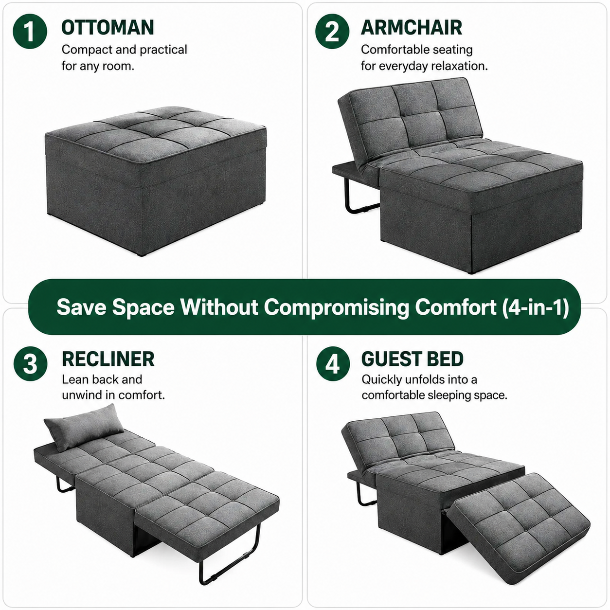 4-in-1 Folding Sofa Bed Chair