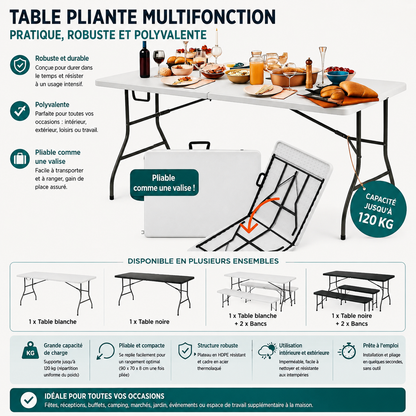 Table pliante multifonction