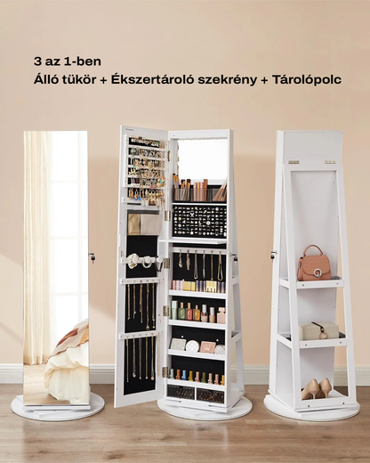 Forgatható ékszertartó szekrény tükörrel
