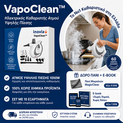 VapoClean™ | Ηλεκτρικός Καθαριστής Ατμού Υψηλής Πίεσης