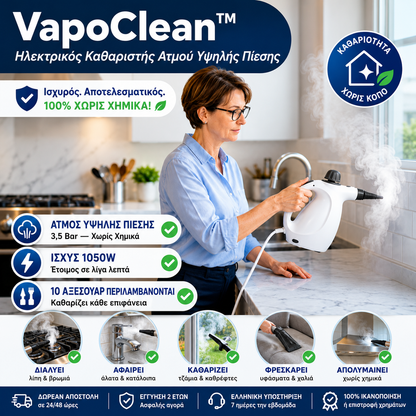 VapoClean™ | Ηλεκτρικός Καθαριστής Ατμού Υψηλής Πίεσης